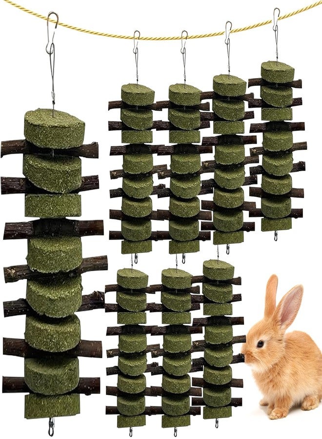 كاثسون مجموعة ألعاب مضغ للأرانب من كاثسون مكونة من 8 قطع لطحن الأسنان، ومكافآت للشنشيلة، وأعواد خيزران عضوية، وأغصان خشب فاكهة طبيعية للأرانب وخنازير غينيا والهامستر (أعواد خشب الفاكهة + كعكات البرسيم) - Image 1